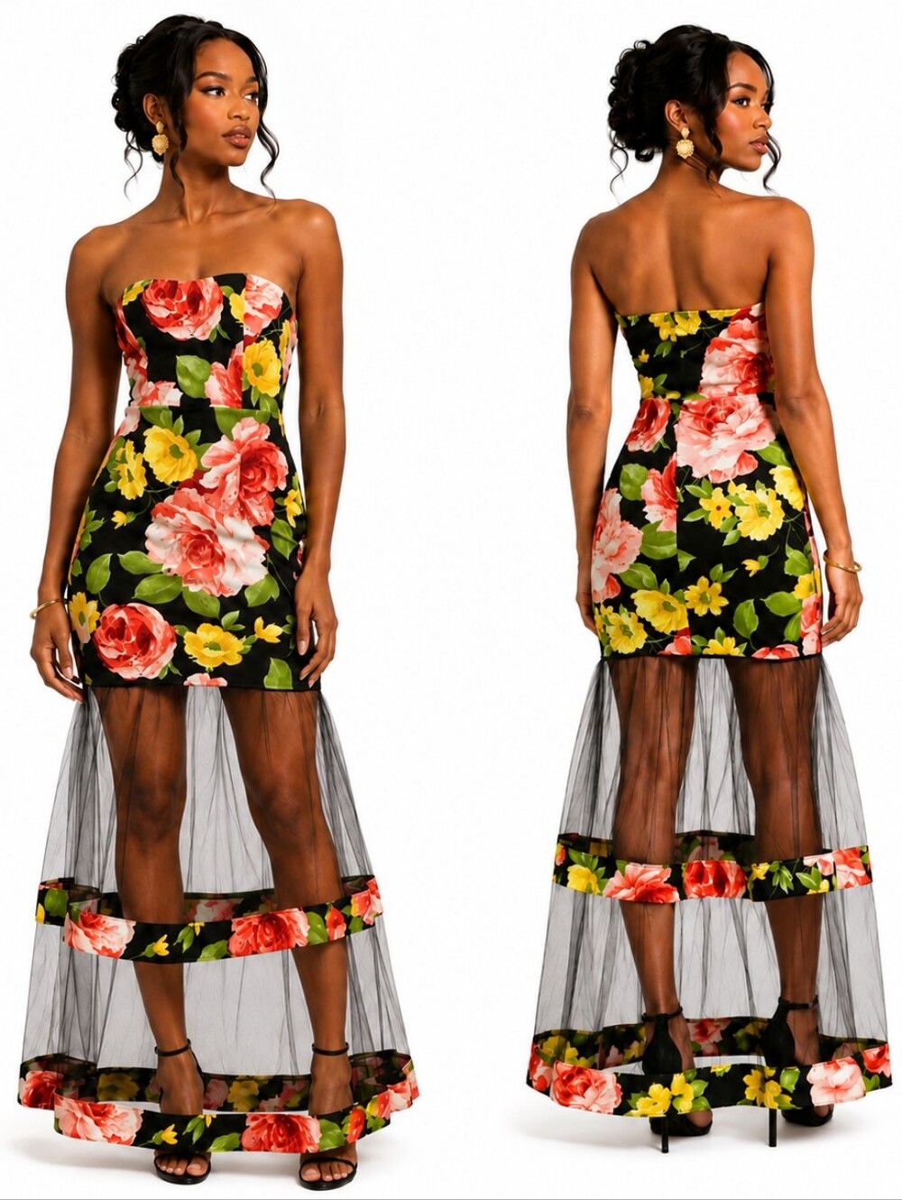 BLACK FLORAL DRESS - Picture 6 of 7